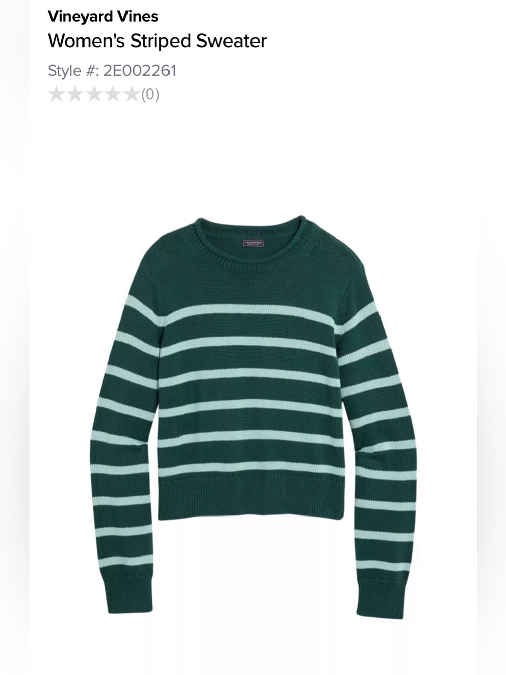 Like New Vineyard Vines, Size Large, Dark Green & Mint Striped Crewneck Sweater - Picture 1 of 9